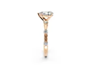 Solitaire Engagement Ring Setting for Pear-Shaped Center with Bezel Station Band and Prong Head in Rose Gold