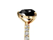 Solitaire Engagement Ring Setting for Fancy Black Heart-Shaped Center with Pave Accents and Prong Head in Yellow Gold