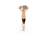Halo Engagement Ring Setting for Fancy Blue Heart-Shaped Center with Square Band and Prong Head in Rose Gold