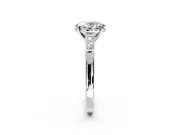 3 Stone Engagement Ring Setting for Oval Center with Tapered Baguettes, Plain Band and Prong Head in Platinum