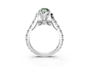 Solitaire Engagement Ring Setting for Fancy Green Marquise Center with Pave Cathedral Shoulders and Prong Head in Platinum