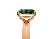 Solitaire Engagement Ring Setting for Fancy Green Emerald Cut Center with Wide Knife Ridge Band and Prong Head in Rose Gold