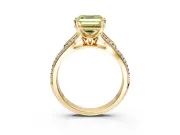 Solitaire Engagement Ring Setting for Fancy Yellow Asscher Cut Center with Pave Rail Split Shank and Prong Head in Yellow Gold