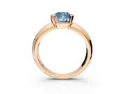 Tension Engagement Ring Setting for Fancy Blue Cushion Cut Center with Wide Flat Band and Tension Head in Rose Gold