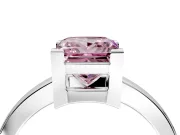 Solitaire Engagement Ring Setting for Fancy Pink Princess Cut Center with Plain Band and Flat Tab Prong Head in White Gold