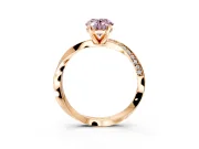 Side Accent Engagement Ring Setting for Fancy Pink Oval Center with Accent Shoulders and Prong Head in Rose Gold