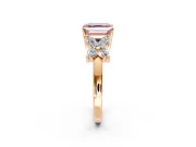 Floral Engagement Ring Setting for Fancy Pink Princess Cut Center with Marquise Cluster Shoulders and Prong Head in Rose Gold