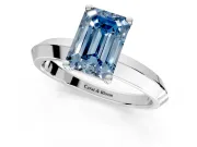 Solitaire Engagement Ring Setting for Fancy Blue Emerald Cut Center with Wide Knife Ridge Band and Prong Head in Platinum