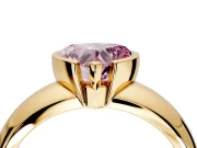 Tension Engagement Ring Setting for Fancy Pink Heart-Shaped Center with Wide Flat Band and Tension Head in Yellow Gold