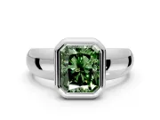 Solitaire Engagement Ring Setting for Fancy Green Radiant Cut Center with Wide Band and Bezel Head in Platinum