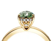 Solitaire Engagement Ring Setting for Fancy Green Pear-Shaped Center with Fine Wire Band and Prong Head in Yellow Gold