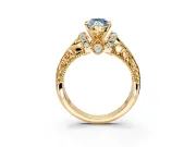 Solitaire Engagement Ring Setting for Fancy Blue Marquise Center with Filigree Accent Basket and Prong Head in Yellow Gold