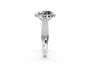 Halo Engagement Ring Setting for Fancy Green Oval Center with Square Band and Prong Head in Sterling Silver