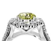 Large Accent Halo Engagement Ring Setting for Fancy Yellow Round Cut Center with Pave Split Shank and Prong Head in Sterling Silver