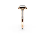 Halo Engagement Ring Setting for Fancy Black Princess Cut Center with Narrowing Pave Band and Prong Head in Rose Gold