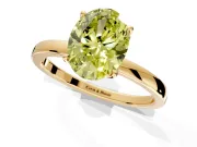 Solitaire Engagement Ring Setting for Fancy Yellow Oval Center with Thin Rounded Plain Band and Prong Head in Yellow Gold