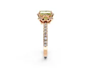 Halo Engagement Ring Setting for Fancy Yellow Princess Cut Center with Openwork Halo, Pave Band and Prong Head in Rose Gold