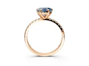Solitaire Engagement Ring Setting for Fancy Blue Heart-Shaped Center with Fine Pave Narrow Band and Prong Head in Rose Gold