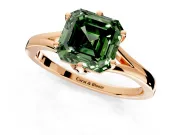 Solitaire Engagement Ring Setting for Fancy Green Asscher Cut Center with Plain Split Shank and Prong Head in Rose Gold