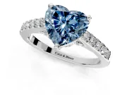 Solitaire Engagement Ring Setting for Fancy Blue Heart-Shaped Center with Crossover Accents and Prong Head in Platinum