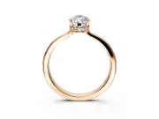 Hidden Halo Engagement Ring Setting for Pear-Shaped Center with Wide Flat Plain Band and Prong Head in Rose Gold