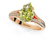 Solitaire Engagement Ring Setting for Fancy Yellow Pear-Shaped Center with Pave Rail Split Shank and Prong Head in Rose Gold