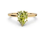 Solitaire Engagement Ring Setting for Fancy Yellow Pear-Shaped Center with Narrow Cathedral Band and Prong Head in Yellow Gold