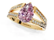 Split Shank Engagement Ring Setting for Fancy Pink Pear-Shaped Center with Pave Split Shank and Prong Head in Yellow Gold