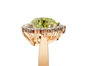 Starburst Halo Engagement Ring Setting for Fancy Yellow Heart-Shaped Center with Flat Cathedral Band and Prong Head in Rose Gold