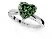 Solitaire Engagement Ring Setting for Fancy Green Heart-Shaped Center with Basket Rail and Prong Head in Sterling Silver