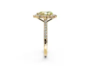 Halo Engagement Ring Setting for Fancy Yellow Pear-Shaped Center with Single-Row Pave, Open Basket and Prong Head in Yellow Gold