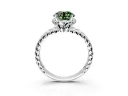Halo Engagement Ring Setting for Fancy Green Round Cut Center with Rope Twist Split Shank and Prong Head in Platinum