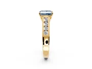 Solitaire Engagement Ring Setting for Fancy Blue Princess Cut Center with Cathedral Channel Band and Prong Head in Yellow Gold