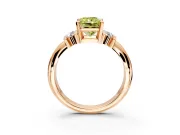 Solitaire Engagement Ring Setting for Fancy Yellow Radiant Cut Center with Grooved Bar Accent Band and Prong Head in Rose Gold