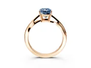 Solitaire Engagement Ring Setting for Fancy Blue Radiant Cut Center with Plain Bypass Twist Band and Prong Head in Rose Gold