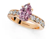 Solitaire Engagement Ring Setting for Fancy Pink Pear-Shaped Center with Channel-Set Accents and Prong Head in Rose Gold
