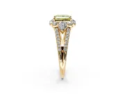 Halo Engagement Ring Setting for Fancy Yellow Princess Cut Center with Two-Strand Split Shank and Prong Head in Yellow Gold