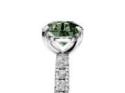 Solitaire Engagement Ring Setting for Fancy Green Round Cut Center with Shared-Prong Accents and Prong Head in Sterling Silver
