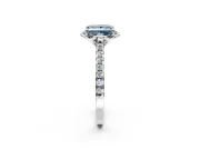 Floral Engagement Ring Setting for Fancy Blue Princess Cut Center with Pave Band and Floral Prong Head in White Gold