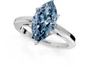 Solitaire Engagement Ring Setting for Fancy Blue Marquise Center with Flat-Sided Plain Band and Prong Head in White Gold