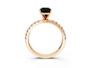 Open Basket Engagement Ring Setting for Fancy Black Radiant Cut Center with Pave Band and Prong Head in Rose Gold