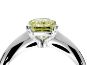 Solitaire Engagement Ring Setting for Fancy Yellow Radiant Cut Center with Reverse Tapered Band and Prong Head in Platinum