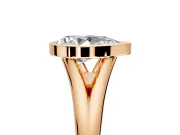 Solitaire Engagement Ring Setting for Pear-Shaped Center with V Split Shank and Bezel Head in Rose Gold