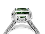 Solitaire Engagement Ring Setting for Fancy Green Princess Cut Center with Accented Split Shank and Prong Head in Platinum