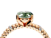 Rope Engagement Ring Setting for Fancy Green Oval Center with Accent Shoulders and Prong Head in Rose Gold