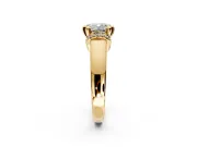 Solitaire Engagement Ring Setting for Cushion Cut Center with Wide Band, Pave Collar and Prong Head in Yellow Gold