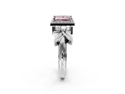Halo Engagement Ring Setting for Fancy Pink Princess Cut Center with Floral Band and Prong Head in Sterling Silver