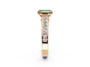 Solitaire Engagement Ring Setting for Fancy Green Emerald Cut Center with Channel Band and Double Claw Prong Head in Rose Gold