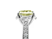 Floral Engagement Ring Setting for Fancy Yellow Princess Cut Center with Four Accent Clusters and Prong Head in Platinum