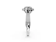 Halo Engagement Ring Setting for Round Cut Center with Square Band and Prong Head in Platinum